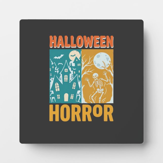 Halloween Haunted House Moon Skeleton Design_1 Plaque (Front)