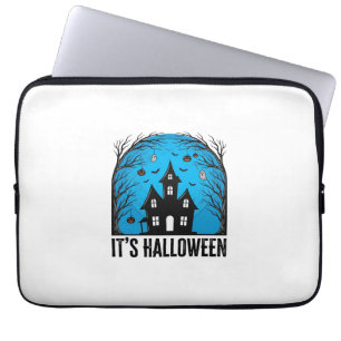 Halloween Haunted House Moon Vintage Engraving Des Laptop Sleeve