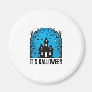 Halloween Haunted House Moon Vintage Engraving Des Magnet