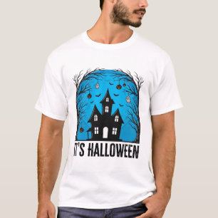 Halloween Haunted House Moon Vintage Engraving Des T-Shirt
