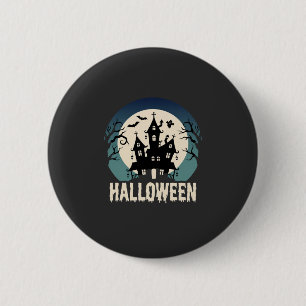 Halloween Haunted House Moonlight Vector 6 Cm Round Badge