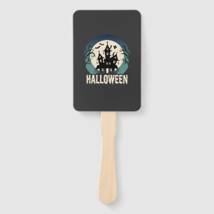 Halloween Haunted House Moonlight Vector Hand Fan