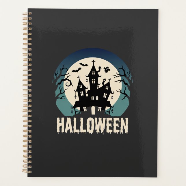 Halloween Haunted House Moonlight Vector Planner (Front)