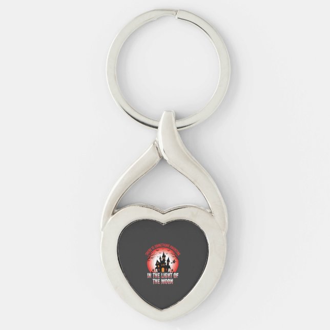 Halloween Haunted House Moonlight Witch Key Ring (Front)