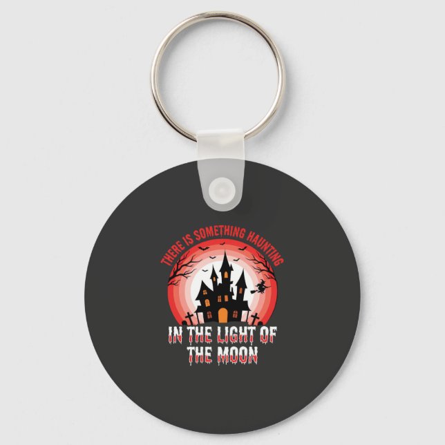 Halloween Haunted House Moonlight Witch Key Ring (Front)