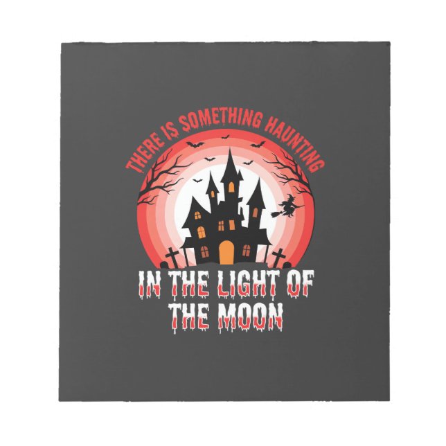Halloween Haunted House Moonlight Witch Notepad (Front)