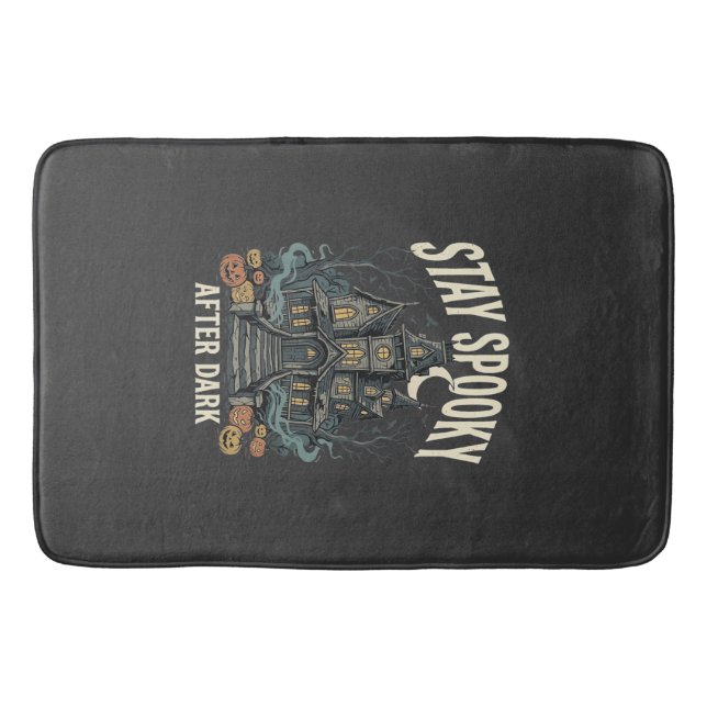 Halloween Haunted House Night Bath Mat (Front)
