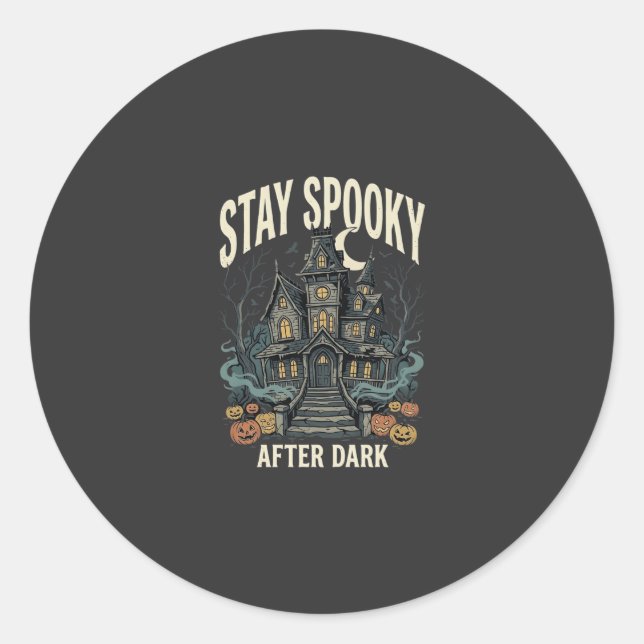 Halloween Haunted House Night Classic Round Sticker (Front)