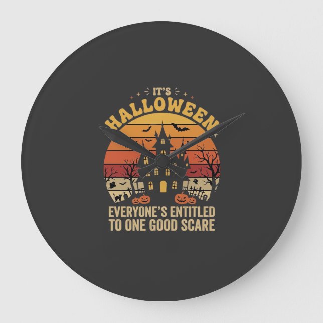 Halloween Haunted House One Good Scare Design_1 Large Clock (Front)
