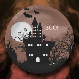 Halloween Haunted House Paper Plate