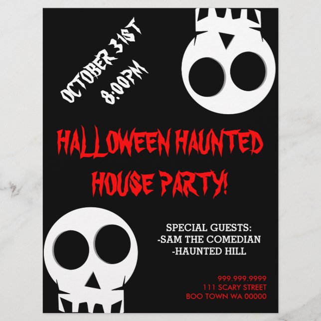 Halloween Haunted House Party Announcement Flyer (Front)