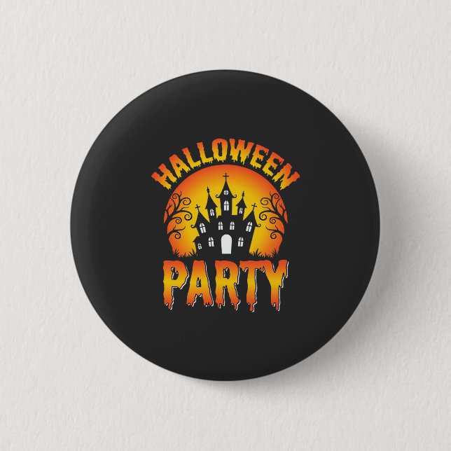 Halloween Haunted House Party Vector 6 Cm Round Badge (Front)