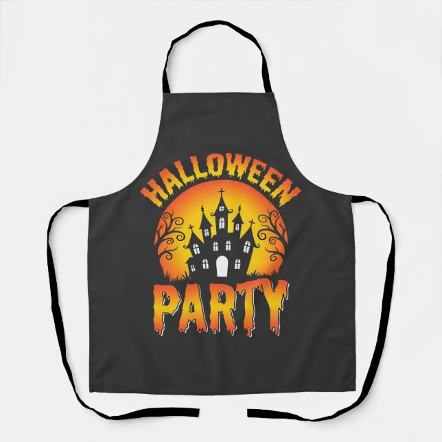 Halloween Haunted House Party Vector Apron (Front)