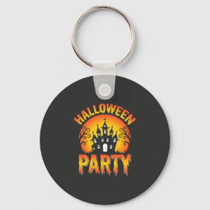Halloween Haunted House Party Vector Key Ring