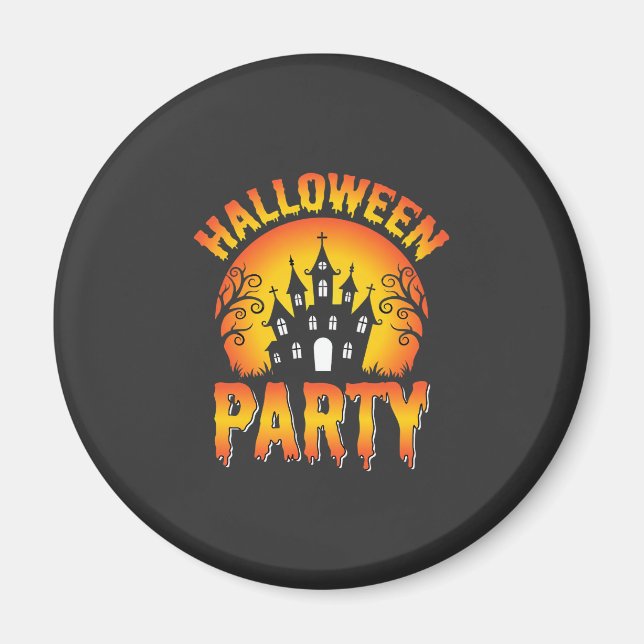 Halloween Haunted House Party Vector Magnet (Front)