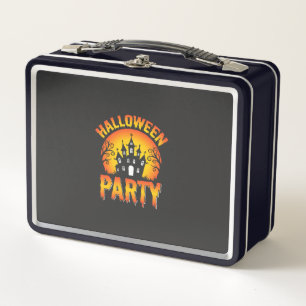 Halloween Haunted House Party Vector Metal Lunch Box