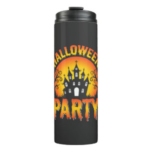 Halloween Haunted House Party Vector Thermal Tumbler