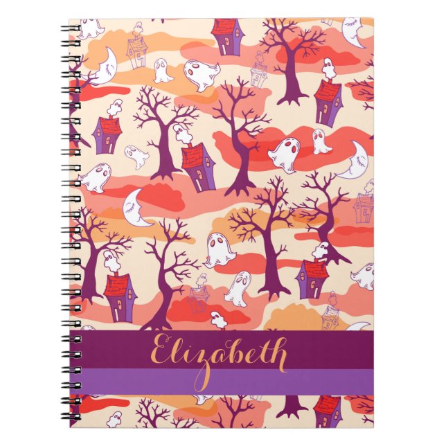 Halloween Haunted House Personalised Notebook (Front)