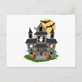 Halloween Haunted House Postcard