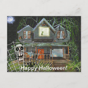 Halloween Haunted House Postcard