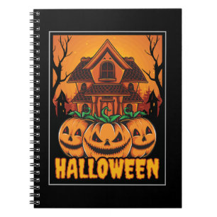 Halloween Haunted House Pumpkin Illustration Notebook