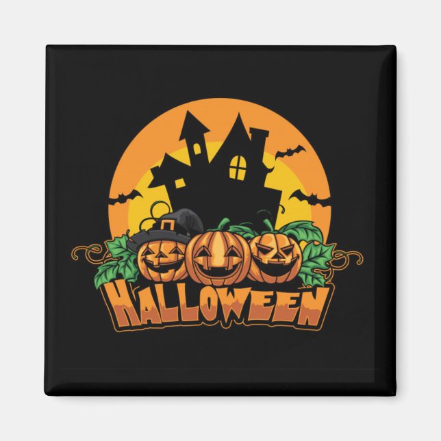 Halloween Haunted House Pumpkins Magnet (Front)