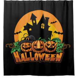 Halloween Haunted House Pumpkins Shower Curtain