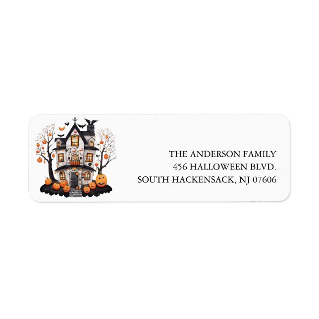 Halloween Haunted House Return Address Label (Front)