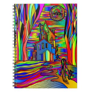 Halloween Haunted House Scary Abstract Colourful Notebook