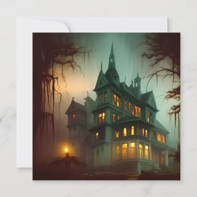 Halloween Haunted House Scary Holiday Card (Front)
