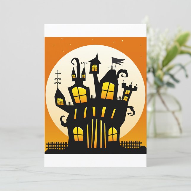 Halloween Haunted House Silhouette Full Moon Invitation (Creator Uploaded)