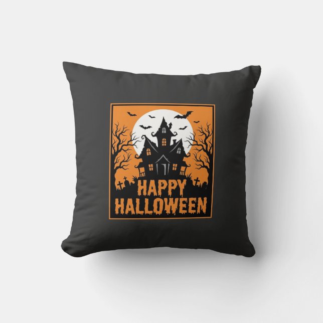 Halloween Haunted House Silhouette Vector Design_1 Cushion (Front)
