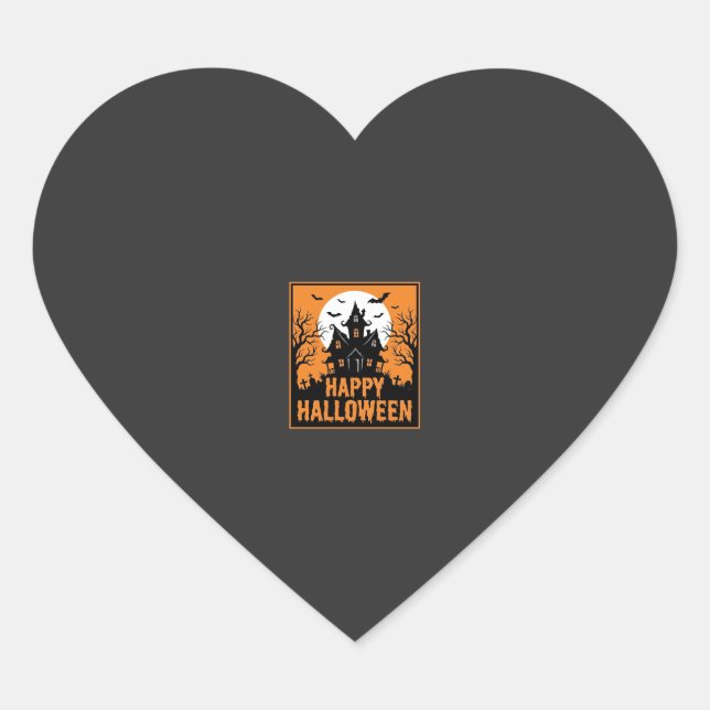 Halloween Haunted House Silhouette Vector Design_1 Heart Sticker (Front)