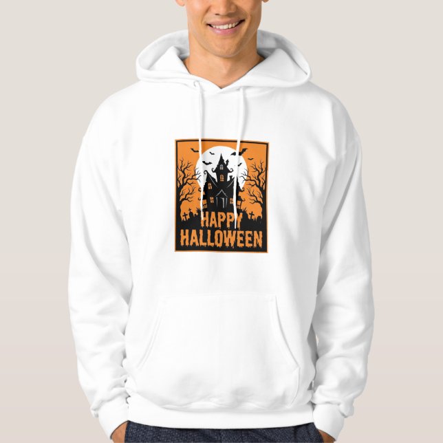 Halloween Haunted House Silhouette Vector Design_1 Hoodie (Front)