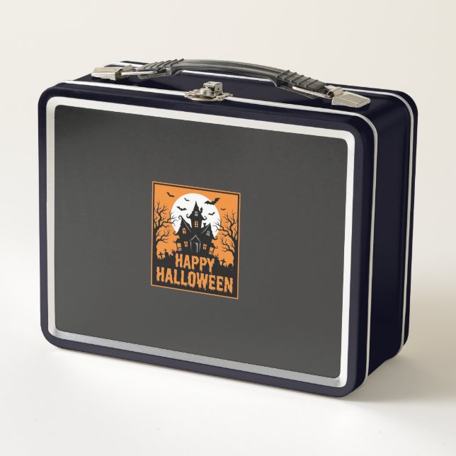 Halloween Haunted House Silhouette Vector Design_1 Metal Lunch Box (Front)