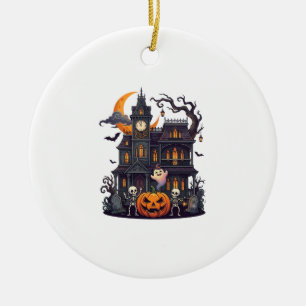 Halloween Haunted House Skeletons Pumpkin Ghost Cr Ceramic Tree Decoration