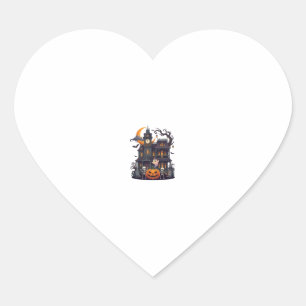 Halloween Haunted House Skeletons Pumpkin Ghost Cr Heart Sticker