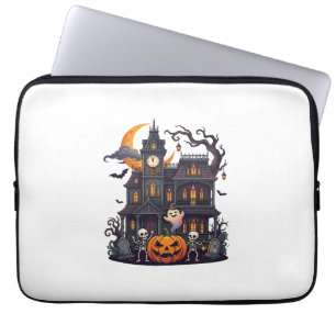 Halloween Haunted House Skeletons Pumpkin Ghost Cr Laptop Sleeve