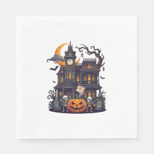 Halloween Haunted House Skeletons Pumpkin Ghost Cr Napkin