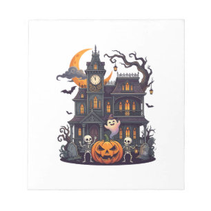 Halloween Haunted House Skeletons Pumpkin Ghost Cr Notepad