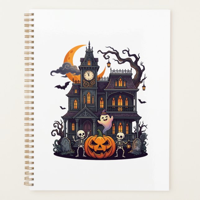 Halloween Haunted House Skeletons Pumpkin Ghost Cr Planner (Front)