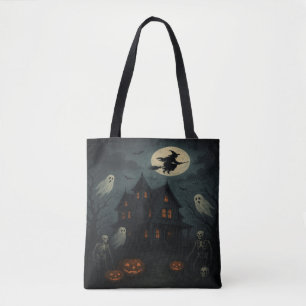 Halloween Haunted House Tote Bag