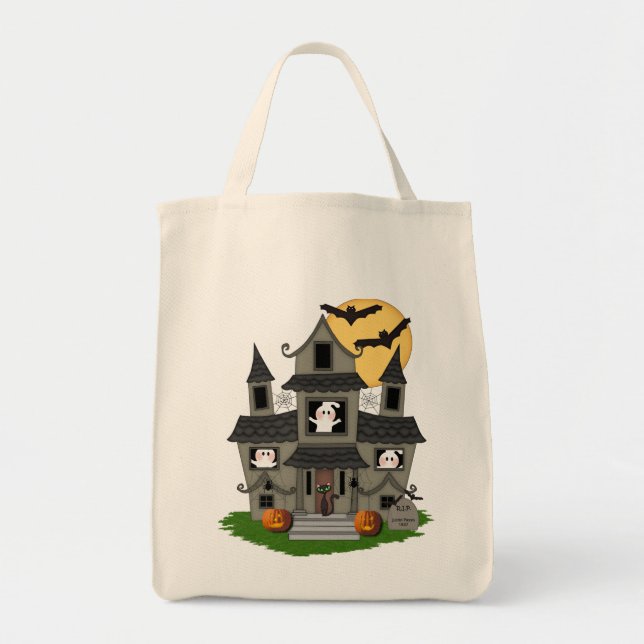 Halloween Haunted House Tote Bag (Front)