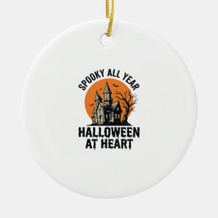 Halloween Haunted House Vintage Engraving Shirt Ar Ceramic Tree Decoration