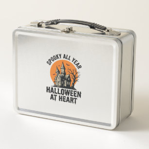 Halloween Haunted House Vintage Engraving Shirt Ar Metal Lunch Box