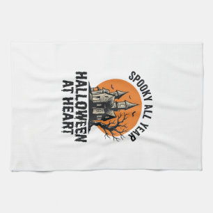 Halloween Haunted House Vintage Engraving Shirt Ar Tea Towel
