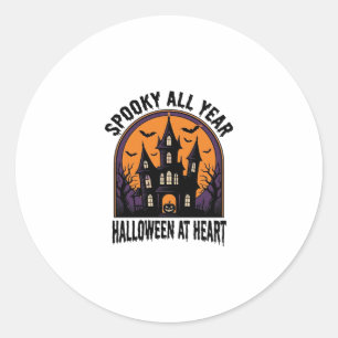 Halloween Haunted House Vintage Engraving Spooky A Classic Round Sticker
