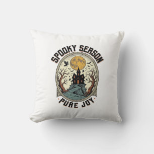 Halloween Haunted House Vintage Engraving Spooky J Cushion