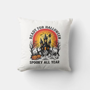 Halloween Haunted House Vintage Scary Ready Shirt_ Cushion