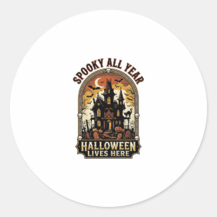 Halloween Haunted House Vintage Spooky All Year_1 Classic Round Sticker